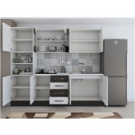 Bucatarie Alfa 240, soldat, cu vitrina, alb/wenge, blat termic alb - imagine 6
