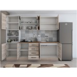 Bucatarie Alfa 240, soldat, cu vitrina, sonoma, blat termic nuc - imagine 5