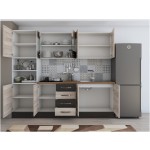Bucatarie Alfa 240, soldat, cu vitrina, sonoma/wenge, blat termic nuc - imagine 6