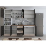 Bucatarie Alfa 240, soldat, cu vitrina, wenge/sonoma, blat termic nuc - imagine 5