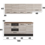 Bucatarie Alfa 240, corp hota, fara vitrina, sonoma/wenge, blat termic nuc - imagine 6