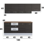 Bucatarie Alfa 240, corp hota, fara vitrina, wenge/alb, blat termic nuc - imagine 6