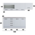 Bucatarie Alfa 240, corp hota, cu vitrina, alb, blat termic travertin - imagine 6
