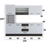 Bucatarie Alfa 240, soldat, cu vitrina, alb/wenge, blat termic alb - imagine 8