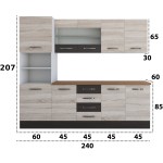 Bucatarie Alfa 240, soldat, cu vitrina, sonoma/wenge, blat termic nuc - imagine 8