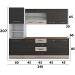 Bucatarie Alfa 240, soldat, cu vitrina, wenge/sonoma, blat termic nuc - imagine 8