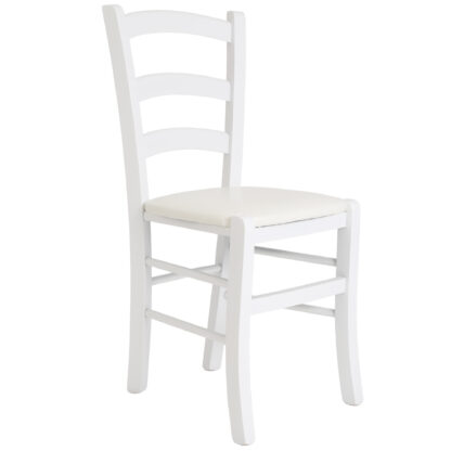 Scaun Paesana, alb 21894, 43x88x45 cm, cadru alb,imitatie piele