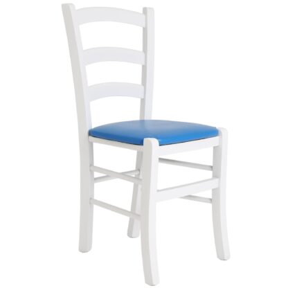 Scaun Paesana, albastru 21898, 43x88x45 cm, cadru alb,imitatie piele