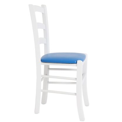 Scaun Paesana, albastru 21898, 43x88x45 cm, cadru alb,imitatie piele - imagine 3