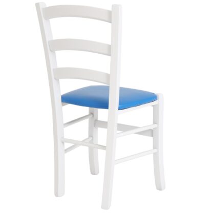 Scaun Paesana, albastru 21898, 43x88x45 cm, cadru alb,imitatie piele - imagine 2