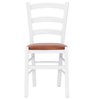 Scaun Paesana, cognac 8070, 43x88x45 cm, cadru alb,imitatie piele - imagine 5