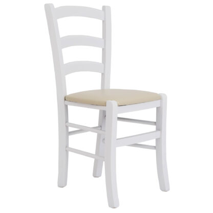 Scaun Paesana, crem 21834, 43x88x45 cm, cadru alb,imitatie piele