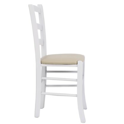 Scaun Paesana, crem 21834, 43x88x45 cm, cadru alb,imitatie piele - imagine 3