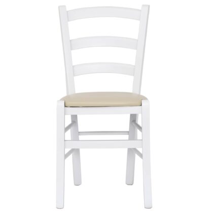 Scaun Paesana, crem 21834, 43x88x45 cm, cadru alb,imitatie piele - imagine 2