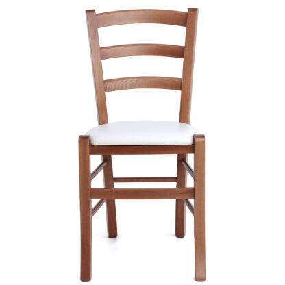 Scaun Paesana, crem 21834, 43x88x45 cm, cadru cires, imitatie piele - imagine 3