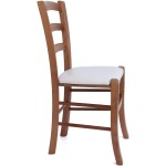 Scaun Paesana, crem 21834, 43x88x45 cm, cadru cires, imitatie piele - imagine 2