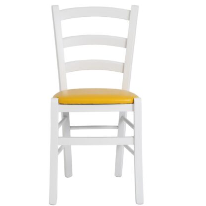 Scaun Paesana, galben 22168, 43x88x45 cm, cadru alb,imitatie piele - imagine 2