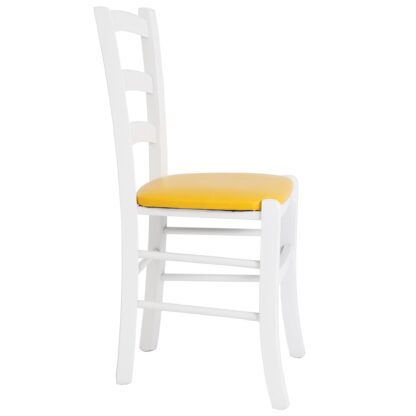 Scaun Paesana, galben 22168, 43x88x45 cm, cadru alb,imitatie piele - imagine 3