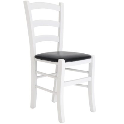 Scaun Paesana, negru 21901, 43x88x45 cm, cadru alb,imitatie piele
