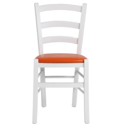 Scaun Paesana, portocaliu 21895, 43x88x45 cm, cadru alb,imitatie piele - imagine 5