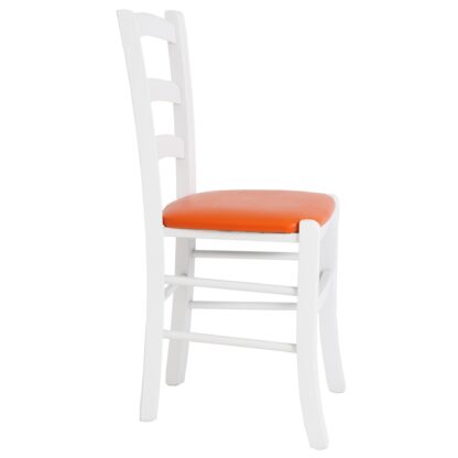 Scaun Paesana, portocaliu 21895, 43x88x45 cm, cadru alb,imitatie piele - imagine 4