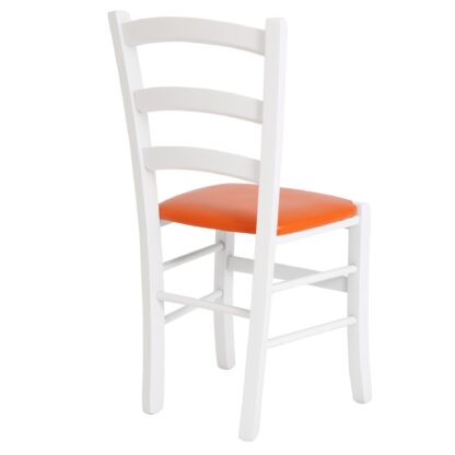 Scaun Paesana, portocaliu 21895, 43x88x45 cm, cadru alb,imitatie piele - imagine 2