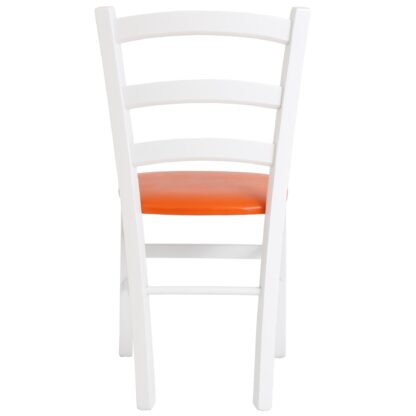 Scaun Paesana, portocaliu 21895, 43x88x45 cm, cadru alb,imitatie piele - imagine 3
