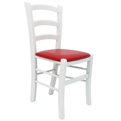 Scaun Paesana, rosu 21900, 43x88x45 cm, cadru alb,imitatie piele