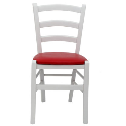 Scaun Paesana, rosu 21900, 43x88x45 cm, cadru alb,imitatie piele - imagine 2