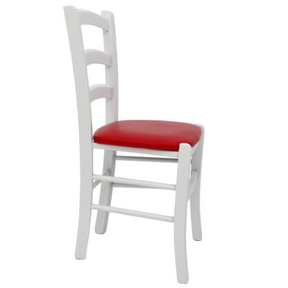 Scaun Paesana, rosu 21900, 43x88x45 cm, cadru alb,imitatie piele - imagine 4