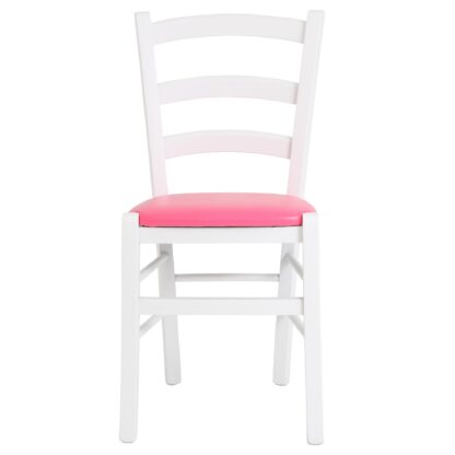 Scaun Paesana, roz 21896, 43x88x45 cm, cadru alb,imitatie piele - imagine 3