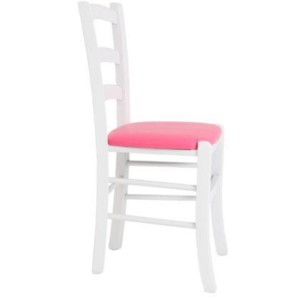 Scaun Paesana, roz 21896, 43x88x45 cm, cadru alb,imitatie piele - imagine 5
