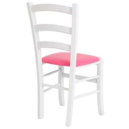 Scaun Paesana, roz 21896, 43x88x45 cm, cadru alb,imitatie piele - imagine 4