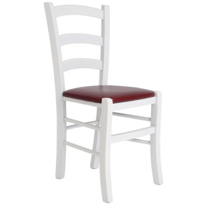 Scaun Paesana, visiniu 21902, 43x88x45 cm, cadru alb,imitatie piele