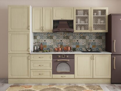 Bucatarie Grand 260, Bej, Fronturi MDF, corp din PAL