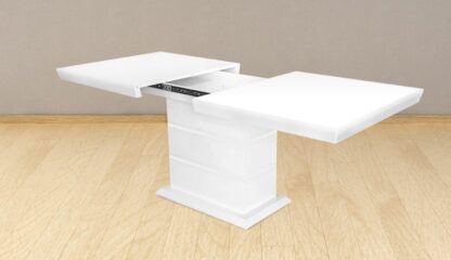 Masa extensibila 160x200 cm A1,  alb, lemn masiv de fag si blat din MDF - imagine 2