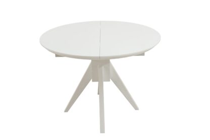 Set masa extensibila Atria 102x142 cm, lemn masiv alb, blat din MDF cu 4 scaune tapitate ZIM Standard, stofa petra maro - imagine 9