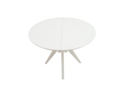 Set masa extensibila Atria 102x142 cm, lemn masiv alb, blat din MDF cu 4 scaune tapitate ZIM Standard, stofa petra maro - imagine 7