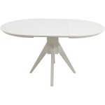 Set masa extensibila Atria 102x142 cm, lemn masiv alb, blat din MDF cu 4 scaune tapitate ZIM Standard, stofa petra maro - imagine 8