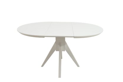 Set masa extensibila Atria 102x142 cm, lemn masiv alb, blat din MDF cu 4 scaune tapitate ZIM Standard, stofa petra maro - imagine 8