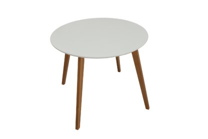 Set masa fixa Max S 90 cm, lemn masiv alb, blat din MDF cu 4 scaune tapitate ZIM Snezana, stofa petra galben - imagine 8