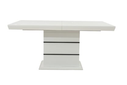 Masa extensibila 160x200 cm A1, alb/negru, lemn masiv de fag si blat din MDF - imagine 5