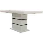Masa extensibila 160x200 cm A1, alb/negru, lemn masiv de fag si blat din MDF - imagine 6