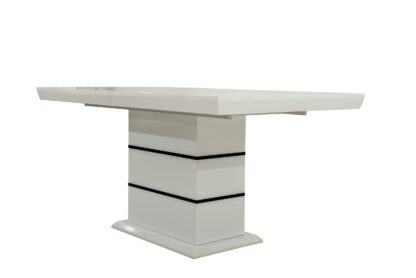 Masa extensibila 160x200 cm A1, alb/negru, lemn masiv de fag si blat din MDF - imagine 6