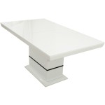 Masa extensibila 160x200 cm A1, alb/negru, lemn masiv de fag si blat din MDF - imagine 7