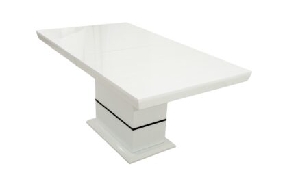 Masa extensibila 160x200 cm A1, alb/negru, lemn masiv de fag si blat din MDF - imagine 7