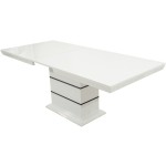 Masa extensibila 160x200 cm A1, alb/negru, lemn masiv de fag si blat din MDF - imagine 8