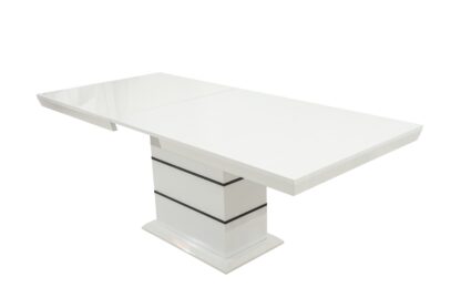 Masa extensibila 160x200 cm A1, alb/negru, lemn masiv de fag si blat din MDF - imagine 8