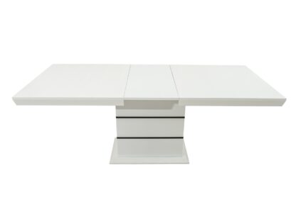 Masa extensibila 160x200 cm A1, alb/negru, lemn masiv de fag si blat din MDF - imagine 9