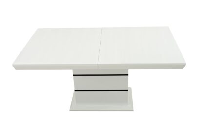 Masa extensibila 160x200 cm A1, alb/negru, lemn masiv de fag si blat din MDF - imagine 10